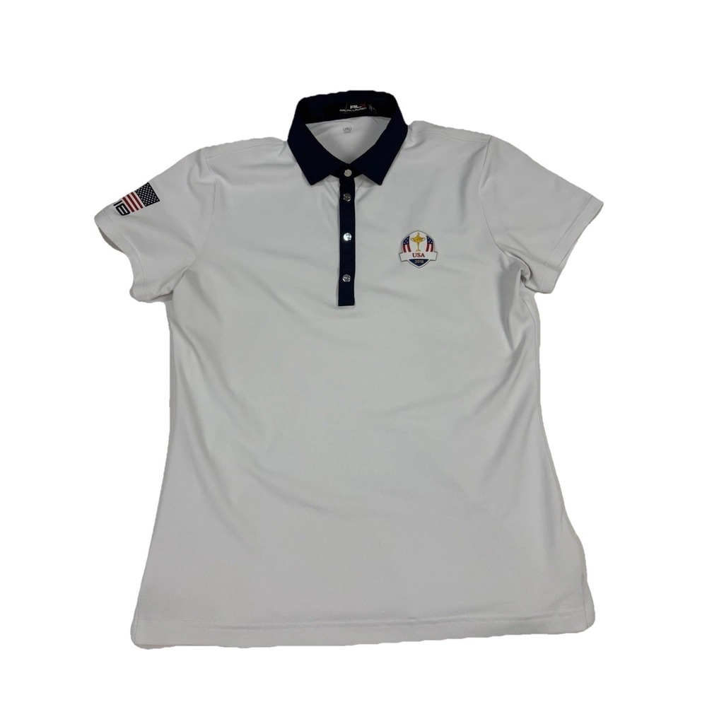Ralph Lauren RLX  US Ryder Cup 2018 Ladies Medium Polo White Golf Core